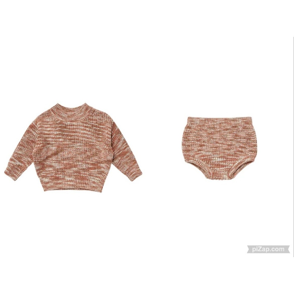 Rylee & Cru Heathered Spice Sweater + Bloomer Set Soft Jacquard knit 18-24M